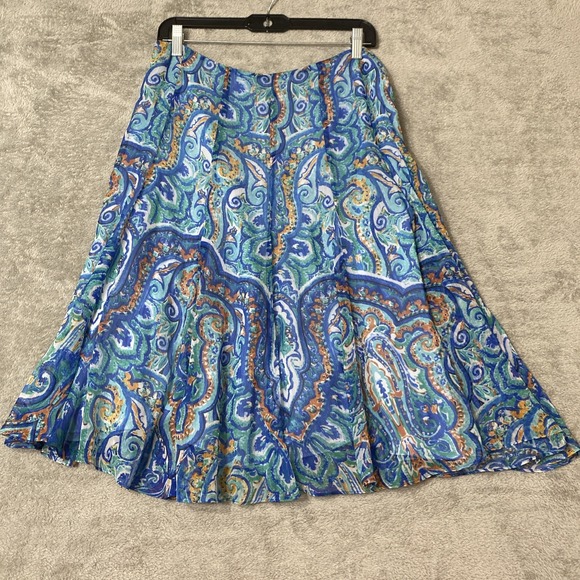 Lauren Ralph Lauren Women's Skirt‎ Multi Color Paisley Chiffon Flowing Lined - Picture 1 of 8
